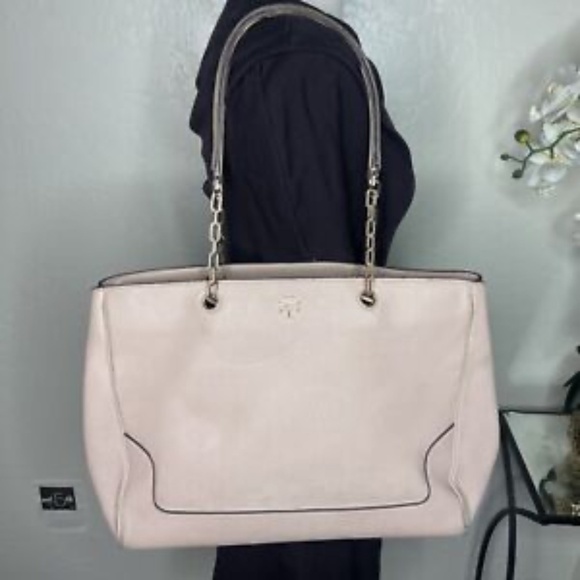 Tory Burch Handbags - Tory Burch Marsden Pink Blush Pebbled Leather Medium Tote Bag